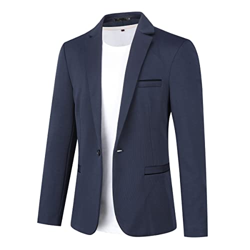 Allthemen Herren Sakko Sportlich Slim Fit Blazer Männer Modern Freizeit Jackett Business Anzugjacke Dunkelblau 3XL von Allthemen