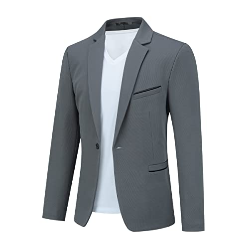 Allthemen Herren Sakko Sportlich Slim Fit Blazer Männer Modern Freizeit Jackett Business Anzugjacke Grau L von Allthemen