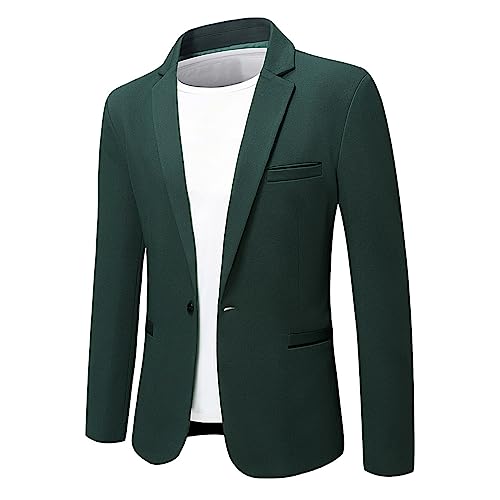 Allthemen Herren Sakko Sportlich Slim Fit Blazer Männer Modern Freizeit Jackett Business Anzugjacke Grün 3XL von Allthemen