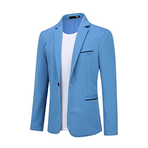 Allthemen Herren Sakko Sportlich Slim Fit Blazer Männer Modern Freizeit Jackett Business Anzugjacke Hellblau XL von Allthemen