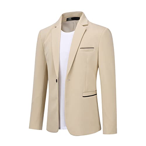 Allthemen Herren Sakko Sportlich Slim Fit Blazer Männer Modern Freizeit Jackett Business Anzugjacke Khaki M von Allthemen