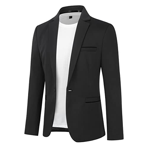 Allthemen Herren Sakko Sportlich Slim Fit Blazer Männer Modern Freizeit Jackett Business Anzugjacke Schwarz L von Allthemen