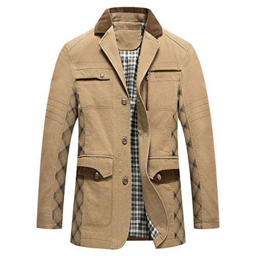 Allthemen Herren Sakko Sportlich Slim Fit Sportsakko Freizeit Sakko Schwarz Jackett Used Look #2010 Khaki M von Allthemen