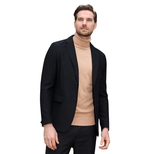 Allthemen Herren Sakko Super Elastisch Streifen Blazer Slim Fit Stretch Sportlich Anzugjacke für Freizeit Schwarz L von Allthemen