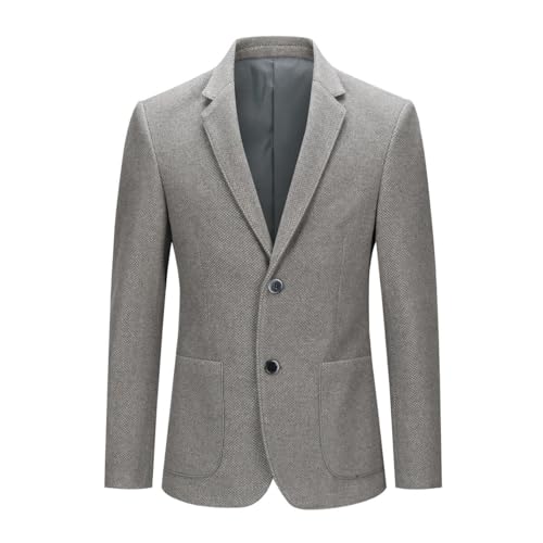 Allthemen Herren Sakko Wolle Tweed Klassisch Blazer 2 Knöpfe Gefütterter Winterjacke mit Streifen Übergangsjacke für Winter #1205 Grau L von Allthemen