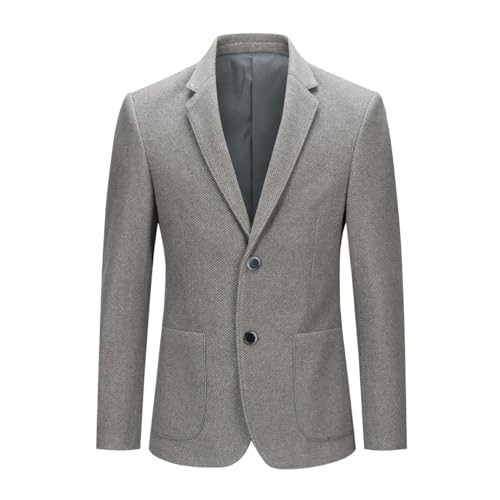 Allthemen Herren Sakko Wolle Tweed Klassisch Blazer 2 Knöpfe Gefütterter Winterjacke mit Streifen Übergangsjacke für Winter #1205 Grau XXL von Allthemen