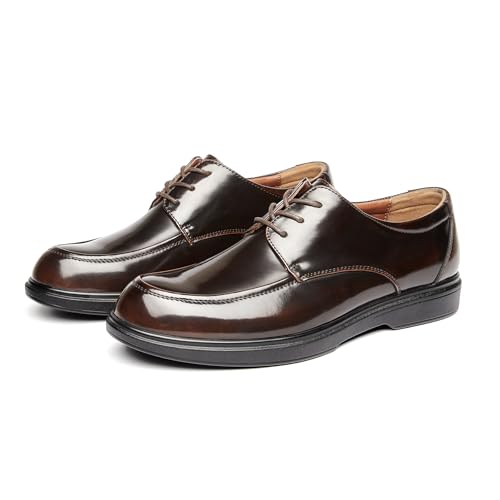 Allthemen Herren Schuhe Elegant Leder Anzugschuhe Modern Derby Schnürhalbschuhe Business Hochzeit Braun 45 von Allthemen