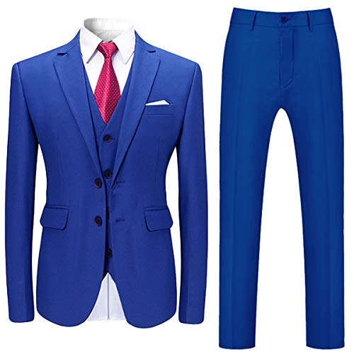 Allthemen Anzug Herren Anzug 3 Teilig Slim Fit Herrenanzug Hochzeit Anzüge Herren Modern Sakko für Business Blau L von Allthemen