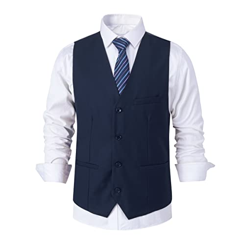 Allthemen Herren Slim Fit Business Anzugweste Einreiher Anzugweste Marineblau XXL von Allthemen