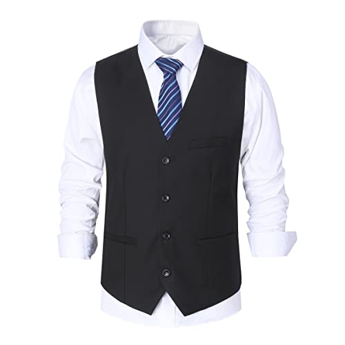 Allthemen Herren Slim Fit Business Anzugweste Einreiher Anzugweste Schwarz L von Allthemen