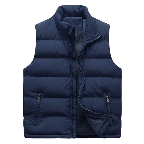 Allthemen Herren Steppweste mit Stehkragen Sportweste Leicht Winter Männer Vest Outdoor Übergangsjacke Blau L von Allthemen