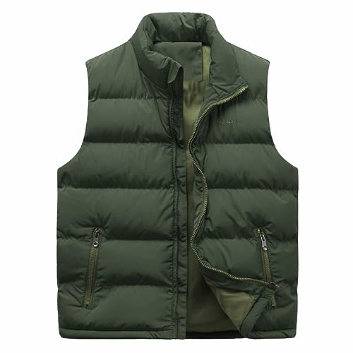 Allthemen Herren Steppweste mit Stehkragen Sportweste Leicht Winter Männer Vest Outdoor Übergangsjacke Grün L von Allthemen