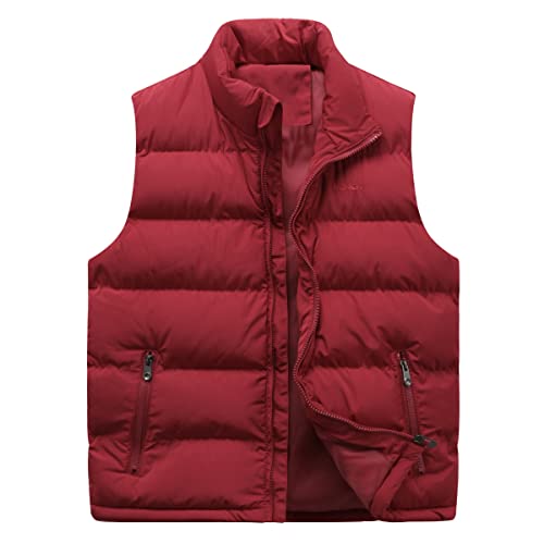 Allthemen Herren Steppweste mit Stehkragen Sportweste Leicht Winter Männer Vest Outdoor Übergangsjacke Rot L von Allthemen