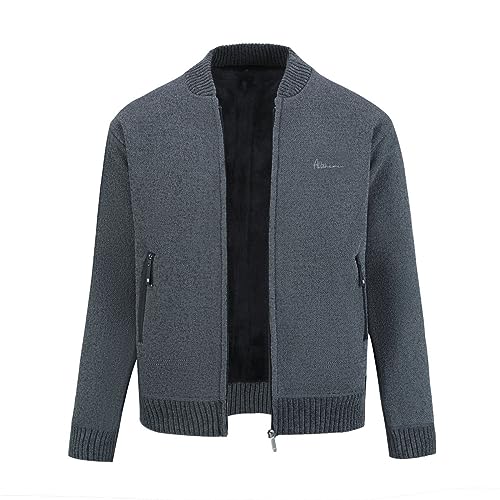 Allthemen Herren Strickjacke mit Stehkragen Cardigan Männer Pulli Knitted Übergangsjacke für Winter #8752 Dunkelgrau XXL von Allthemen