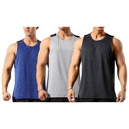 Allthemen Herren Tank Top Sport Sommer Tanktop Schnelltrocknendes Muskelshirt Achselshirts Ärmelloses Fitness Shirt #003 3er Set 2 XL von Allthemen