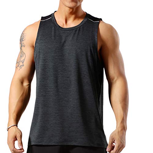 Allthemen Herren Tank Top Sport Sommer Tanktop Schnelltrocknendes Muskelshirt Achselshirts Ärmelloses Fitness Shirt #003 Grün L von Allthemen