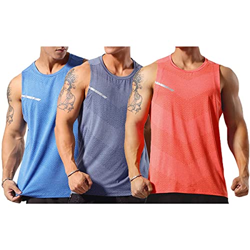 Allthemen Herren Tank Top Sport Sommer Tanktop Schnelltrocknendes Muskelshirt Achselshirts Ärmelloses Fitness Shirt 3er Pack L von Allthemen