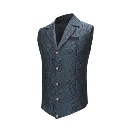 Allthemen Herren Weste Gothic Steampunk Anzugweste Formelle Western Westen Paisley für Party Hochzeit Dunkelblau XL von Allthemen