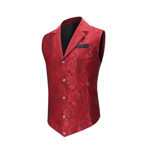 Allthemen Herren Weste Gothic Steampunk Anzugweste Formelle Western Westen Paisley für Party Hochzeit Rot M von Allthemen