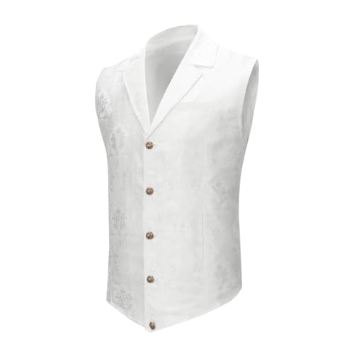 Allthemen Herren Weste Gothic Steampunk Anzugweste Formelle Western Westen Paisley für Party Hochzeit Weiß XL Allthemen Herren Weste Gothic Steampunk Anzugweste Formelle Western Westen Paisley für Party Hochzeit Weiß XL von Allthemen