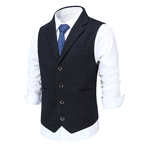 Allthemen Herren Weste Revers Tweed Wolle Anzugweste Formale Regular Fit Herrenweste Retro Business Hochzeit Dunkelblau 3XL Allthemen Herren Weste Revers Tweed Wolle Anzugweste Formale Regular Fit Herrenweste Retro Business Hochzeit Dunkelblau 3XL von Allthemen