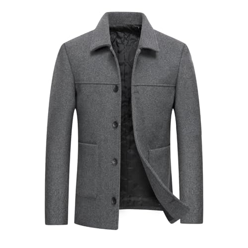 Allthemen Herren Wintermantel Baumwolle Warm Mantel Männer Slim Fit Kurzmantel Winterjacke Freizeit Grau XL von Allthemen