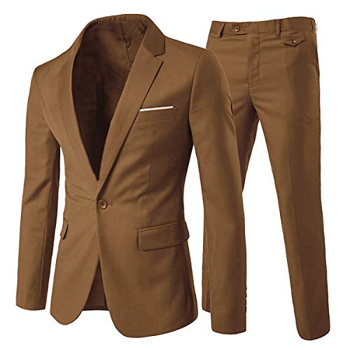 Allthemen Herrenanzug 2 Teilig Slim Fit Anzüge Business Hochzeitanzug Männer Khaki M von Allthemen