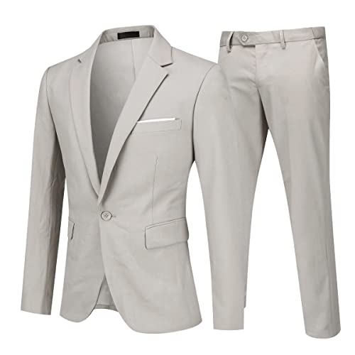 Allthemen Herrenanzug 2 Teilig Slim Fit Anzüge Business Hochzeitanzug für Männer Beige 3XL von Allthemen