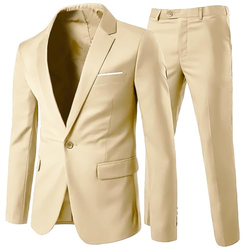 Allthemen Herrenanzug 2 Teilig Slim Fit Anzüge Business Hochzeitanzug für Männer Beige1 S Allthemen Herrenanzug 2 Teilig Slim Fit Anzüge Business Hochzeitanzug für Männer Beige1 S von Allthemen