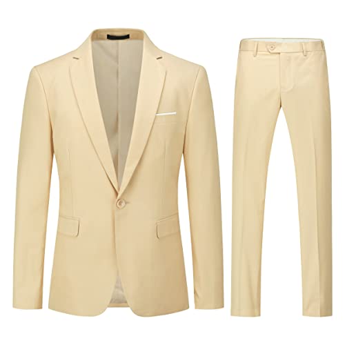 Allthemen Herrenanzug 2 Teilig Slim Fit Anzüge Business Hochzeitanzug für Männer Beige1 XL von Allthemen