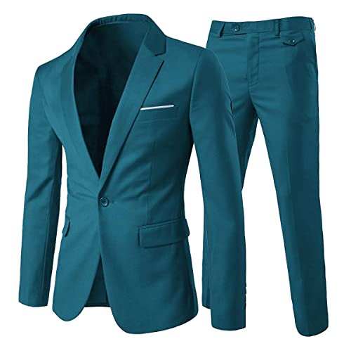 Allthemen Herrenanzug 2 Teilig Slim Fit Anzüge Business Hochzeitanzug für Männer Blau XL von Allthemen