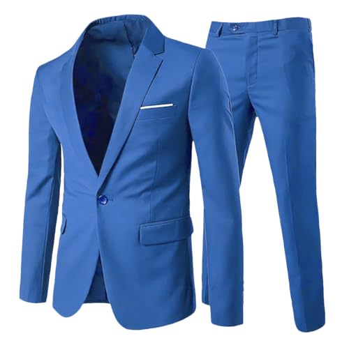 Allthemen Herrenanzug 2 Teilig Slim Fit Anzüge Business Hochzeitanzug für Männer Blau1 3XL von Allthemen
