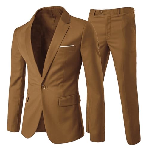 Allthemen Herrenanzug 2 Teilig Slim Fit Anzüge Business Hochzeitanzug für Männer Khaki S von Allthemen