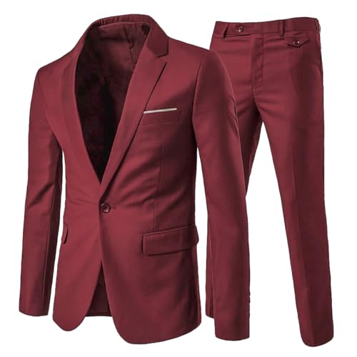 Allthemen Herrenanzug 2 Teilig Slim Fit Anzüge Business Hochzeitanzug für Männer Weinrot XS Allthemen Herrenanzug 2 Teilig Slim Fit Anzüge Business Hochzeitanzug für Männer Weinrot XS von Allthemen