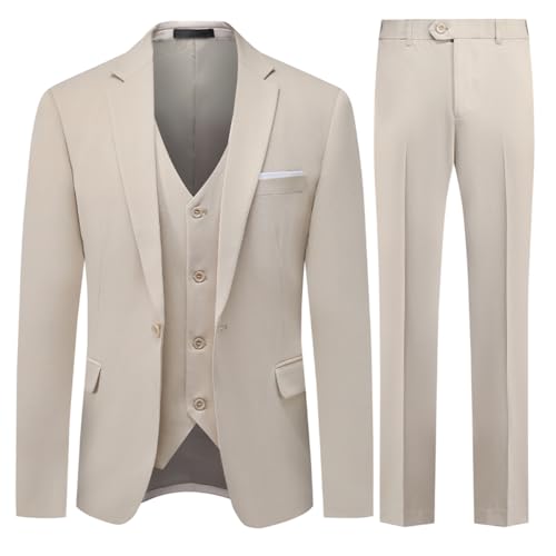Allthemen Herren Anzug 3 Teilig Hochzeitsanzug Modern für Männer Herrenanzug Slim Fit Sportlich Business Beige S Allthemen Herren Anzug 3 Teilig Hochzeitsanzug Modern für Männer Herrenanzug Slim Fit Sportlich Business Beige S von Allthemen