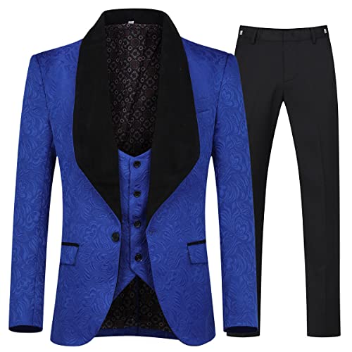 Allthemen Herrenanzug 3-Teilig Smoking Hochzeit Anzüge Herren EIN Knopf Schal Revers Blazer Weste Hose Blau L von Allthemen