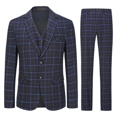 Allthemen Herre Anzug Kariert Herrenanzug Slim Fit 3 Teilig Anzüge für Business Hochzeit #6238 Schwarz XL Allthemen Herre Anzug Kariert Herrenanzug Slim Fit 3 Teilig Anzüge für Business Hochzeit #6238 Schwarz XL von Allthemen