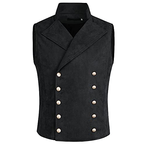 Allthemen Herrenweste mit Stehkragen Zweireihig Gilet Männer Slim Fit Anzugweste Business Party #54 Schwarz XL von Allthemen