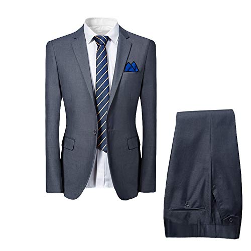 Allthemen Hochzeitsanzug Herren Anzug Slim Fit Herrenanzug Anzüge für Hochzeit Business Party Grau 3XL von Allthemen