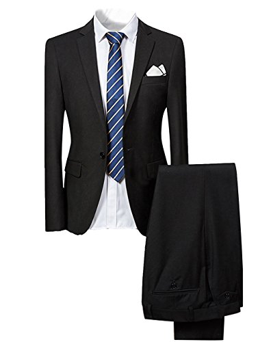 Allthemen Hochzeitsanzug Herren Anzug Slim Fit Herrenanzug Anzüge für Hochzeit Business Party Schwarz 3XL von Allthemen