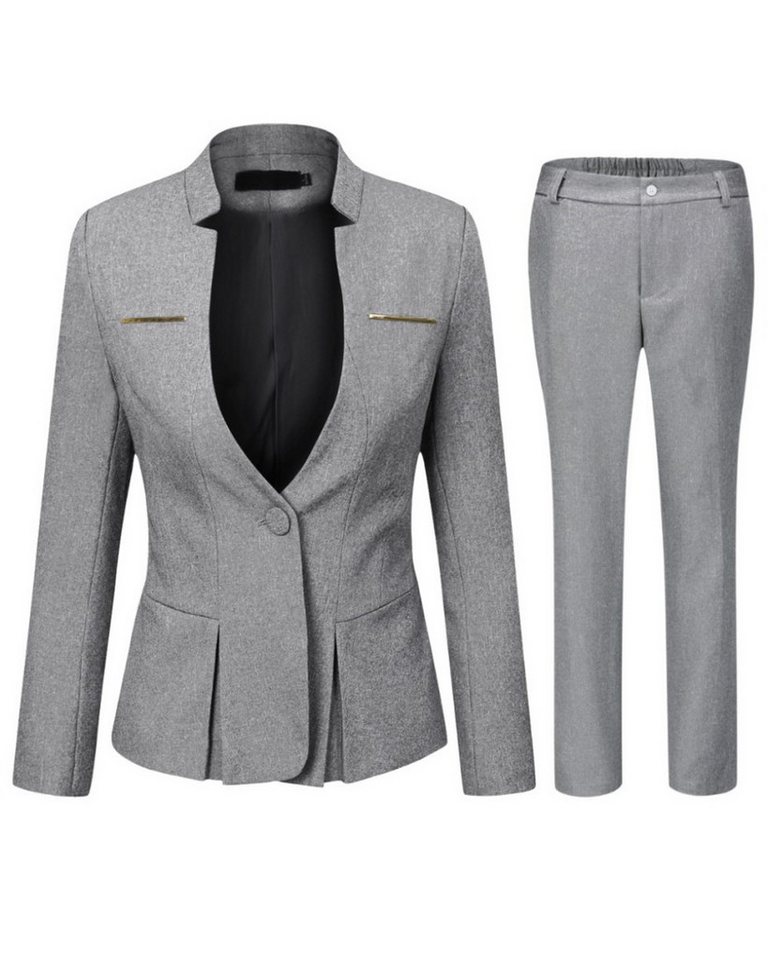 Allthemen Hosenanzug (2 tlg) Damen Eleganter Business Anzug Set mit einem Knopf von Allthemen