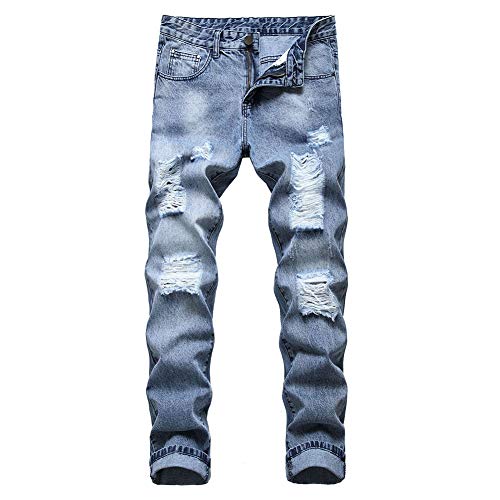 Allthemen Jeans Herren Destroyed Strech Regular Fit Denim Jeanshose Jungen Straight Jeans Hose für Männer von Allthemen