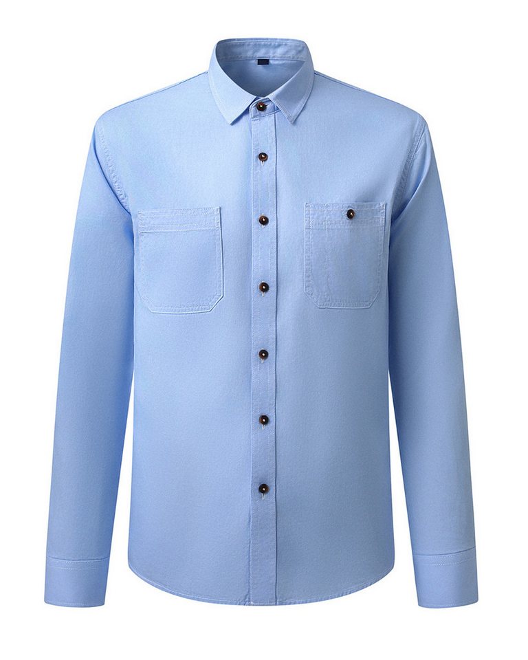 Allthemen Jeanshemd mit Brusttasche Herren Slim Fit Freizeithemd in Retro-Stil von Allthemen