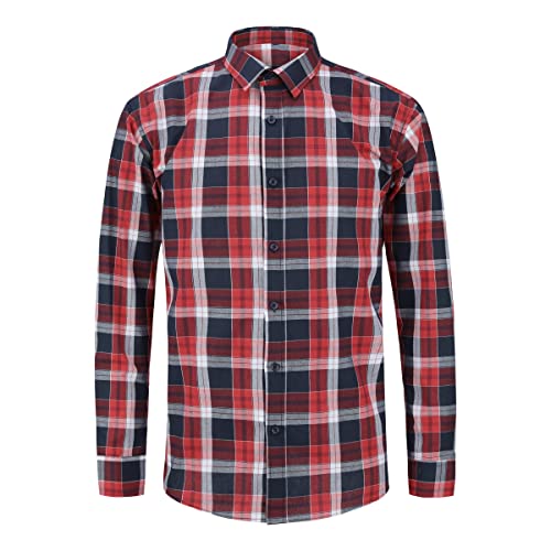 Allthemen Kariertes Hemd Herren Langarm Check Shirt Casual Trachtenhemd Regular Fit Männer #35 Rot L von Allthemen