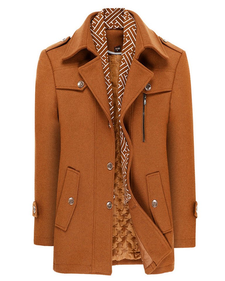 Allthemen Kurzmantel mit abnehmbarem Fake-Kragen Wintermantel Herren Wollmantel von Allthemen