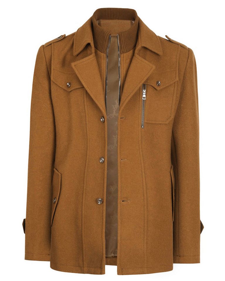 Allthemen Kurzmantel Herren Wollmix Mantel mit abnehmbarem Reverskragen von Allthemen