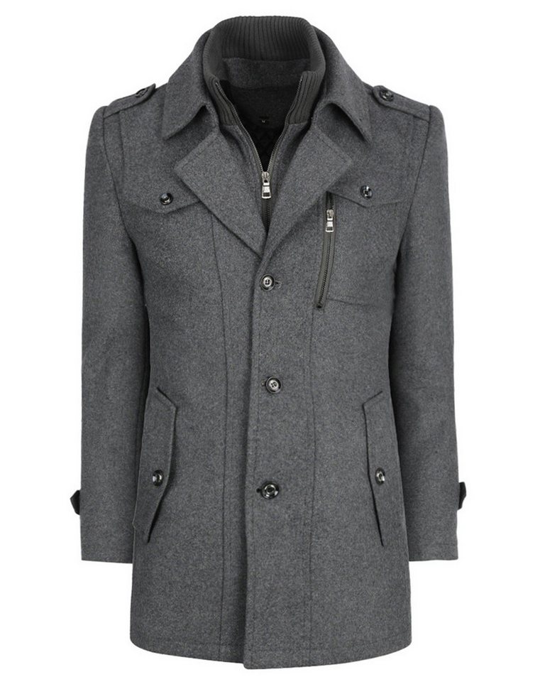 Allthemen Kurzmantel mit Doppelkragen Herren Wintermantel warmer Doppelkragenmantel Winter von Allthemen