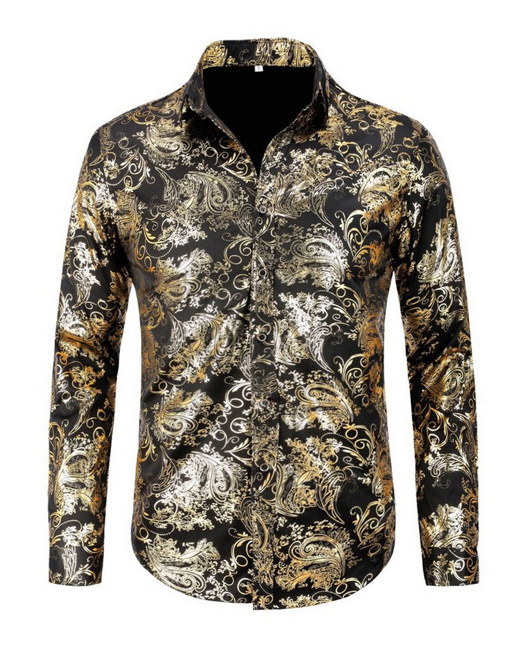 Allthemen Langarmhemd Herren Jacquard Oberteile glitzes Freizeithemd für Hochzeit Allthemen Langarmhemd Herren Jacquard Oberteile glitzes Freizeithemd für Hochzeit von Allthemen