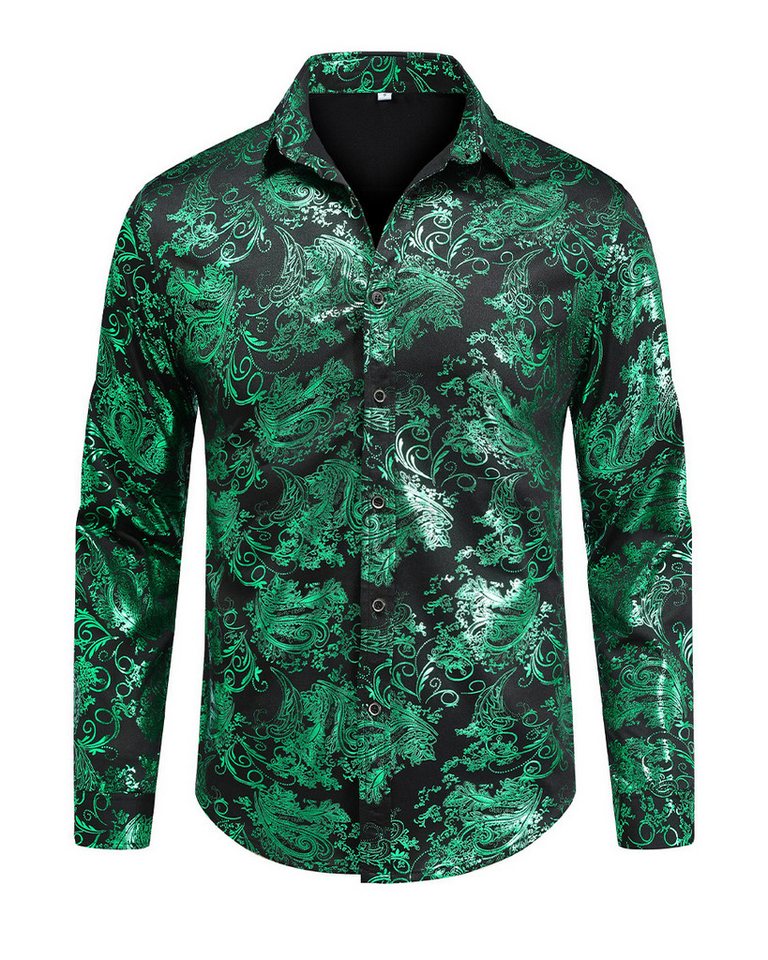 Allthemen Langarmhemd Herren Jacquard Oberteile glitzes Freizeithemd für Hochzeit Allthemen Langarmhemd Herren Jacquard Oberteile glitzes Freizeithemd für Hochzeit von Allthemen