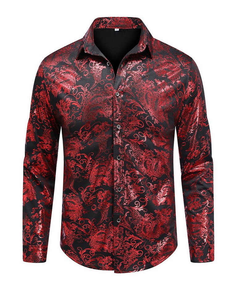 Allthemen Langarmhemd Herren Jacquard Oberteile glitzes Freizeithemd für Hochzeit Allthemen Langarmhemd Herren Jacquard Oberteile glitzes Freizeithemd für Hochzeit von Allthemen